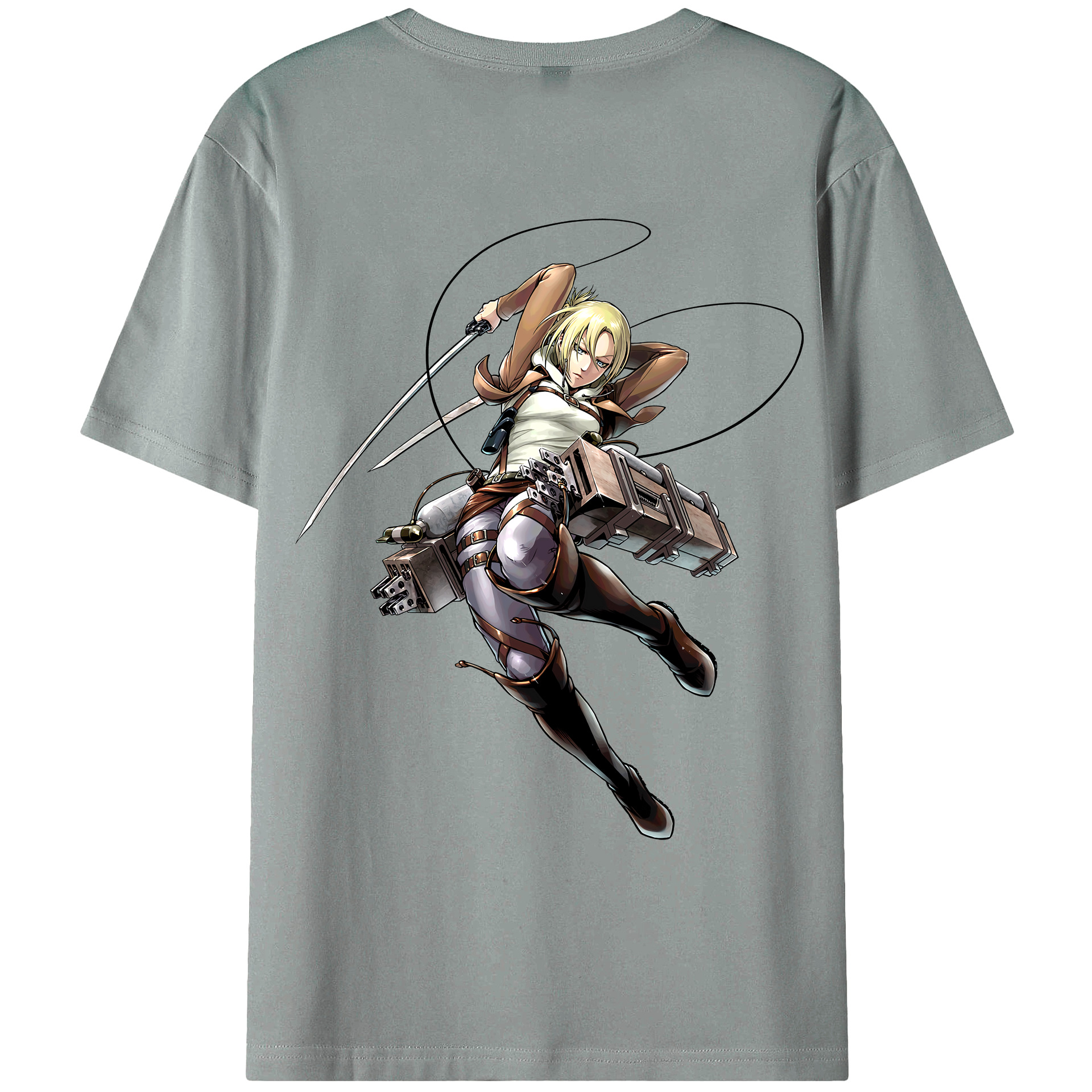 （画像用） 進撃の巨人 アニ・レオンハート Attack on Titan Annie Leonhart 綿100％ メンズ半袖Tシャツ（バックプリント） 通気性